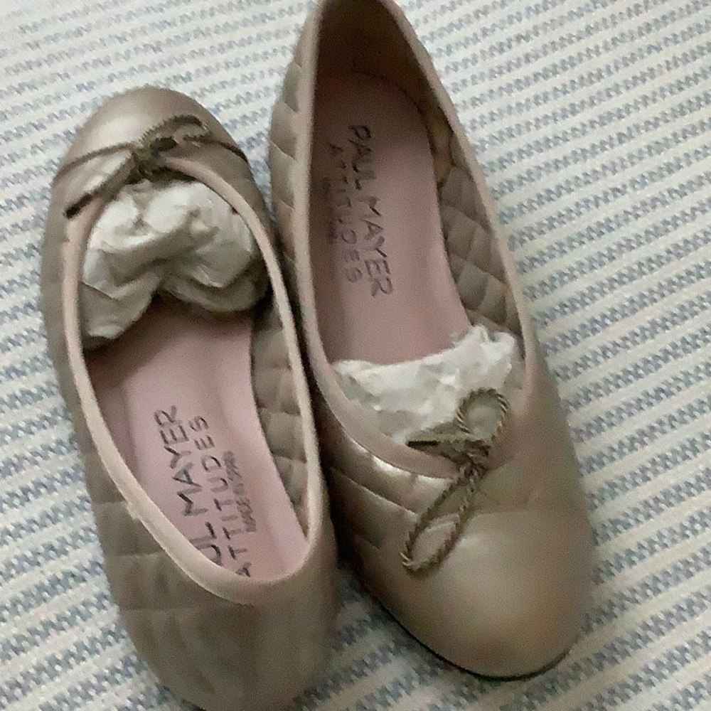 Paul Mayer Attitudes Gold Cap Toe Quilted Ballet Flats
